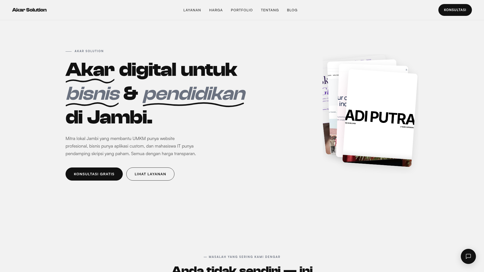 Akar Solution — Website Profil Perusahaan