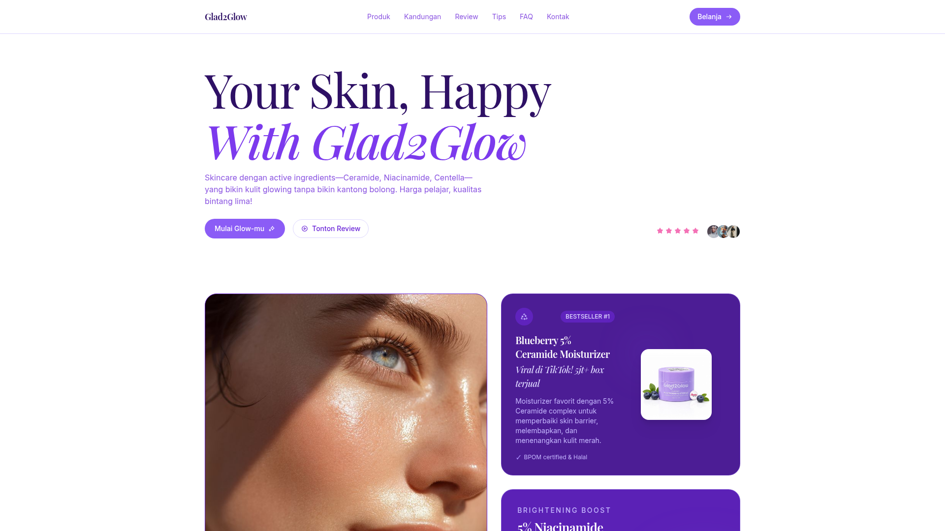 Glad2Glow — E-commerce Skincare